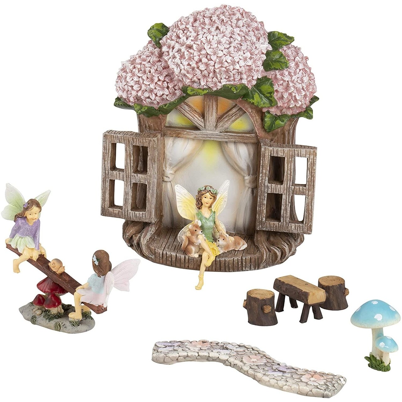 7 Piece Miniature Fairy Garden Decor Kit, Whimsical Garden Decorations for Patio and Yards
